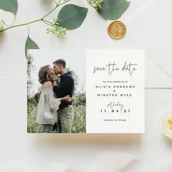 

Modern Save the Date with Photo card Wedding Save the Date card DIY Save The Date Cards Photo Wedding Magnet