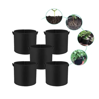 

Outdoor Round Flower Planting Bag Green Rim Plant Growth Pouch PP Nonwoven Vegetable Growing Pot 1-34 Gallons