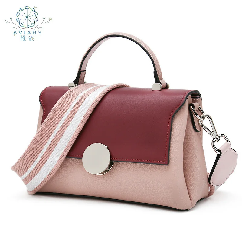 

2019 Leisure Time Genuine Leather Portable Color Package Cowhide Diagonal Single Shoulder Woman Package