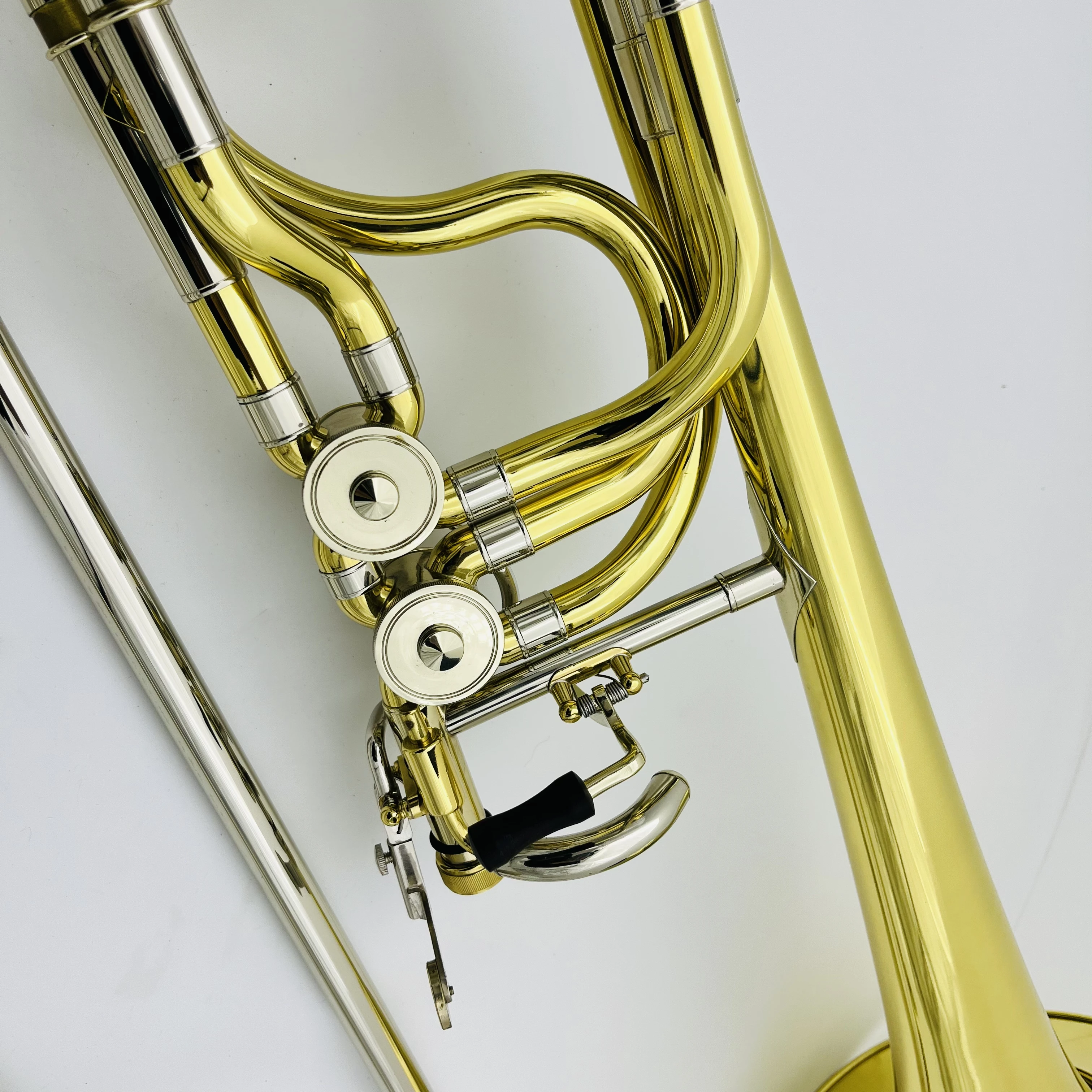 High Quality Trombone Bb/f Brass Plated Double Piston Real Pictures With Case Accessories