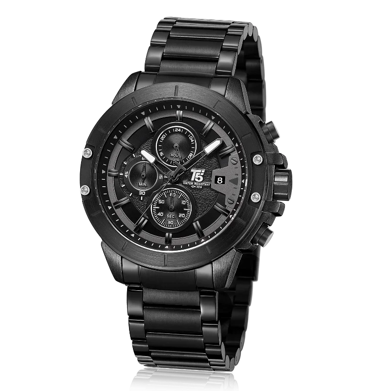 Роскошные розовое золото T5 сталь H3636 черный бренд Мужские кварцевые хронограф водонепроницаемые Модные мужские s часы спортивные часы наручные мужские - Цвет: 3