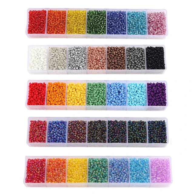 2mm Colored Seed Beads Kit Small Glass Beads Acrylic Letter Bead Set With  Organizer Box For Jewelry Making Necklace Bracelet Diy - Jewelry Making Kits  - AliExpress