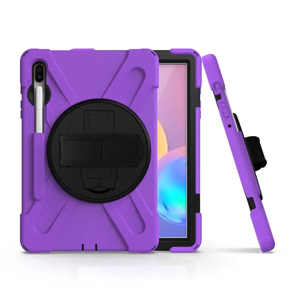 Purple Вращающийся на 360 градусов чехол для планшета для samsung Galaxy S6 10," чехол-подставка для детей безопасный противоударный тяжелый Защитный Прочный чехол s - Цвет: Purple