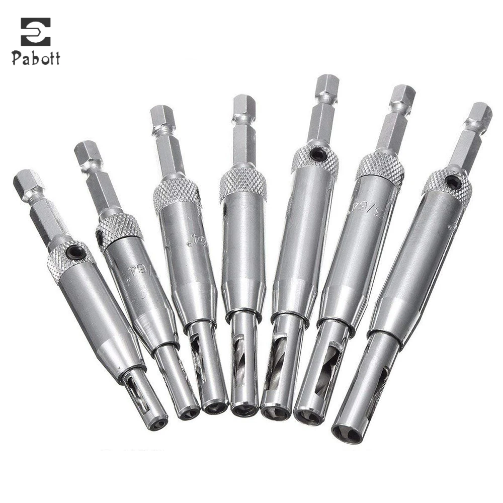 

1Set Center Drill Bit Doors Self Centering Hinge Tapper Core Drill Bit Set Hole Puncher Woodworking Tools 5/64"- 1/4"