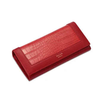 

Women Wallet Fashion 2020 PU Leather Simple Buckle Large Capacity Pocket Crocodile Pattern Ladies Clutch Bag Female Long Purse
