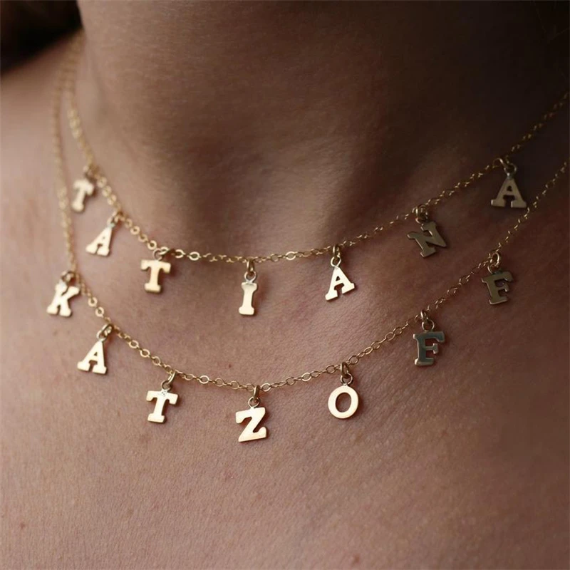 Начальная буква название ожерелье колье 14K покрыто золотом ювелирное изделие