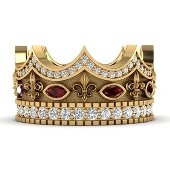 

Luxury Golden Ancient Crown Ring For Women Delicate Ancient Crown Rings Banquet Holiday Birthday Anniversary Jewelry Gift