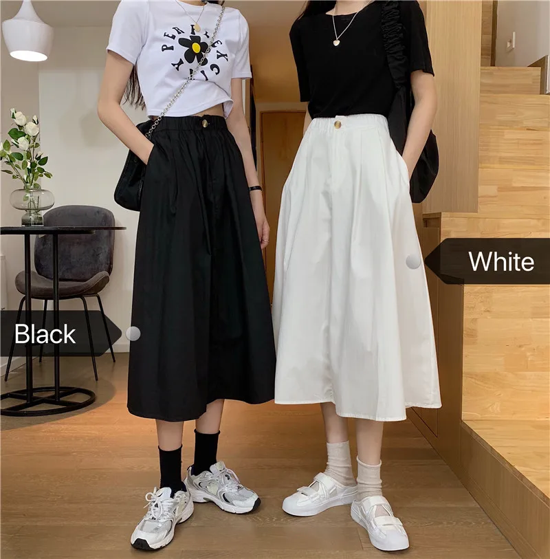 

Womens Skirt Vintage Clothes Long Skirts Black Harajuku Summer High Waist Streetwear 2020 Fashion flowy Loose Elastic Chiffon