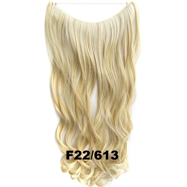 24inch 50grams 100grams Synthetic Hair Extension Gradual Color Brown Gray Blonde String Halo Hairpieces Extensions 100g-F22-613-wavy