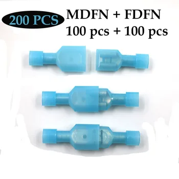 

200PCS Electrical Crimp Nylon Brass Terminals MDFN FDFN Insulated Spade Joint Cable Wire Connector Plug Suit 1.5-2.5mm2 16-14AWG