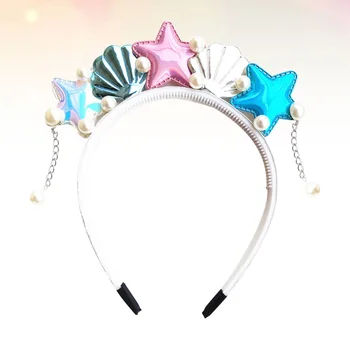 

Ocean Themed Headband Mermaid Sea Star Hairwear Shell Design Hair Hoop Costume Accessories for Kids (Blue)