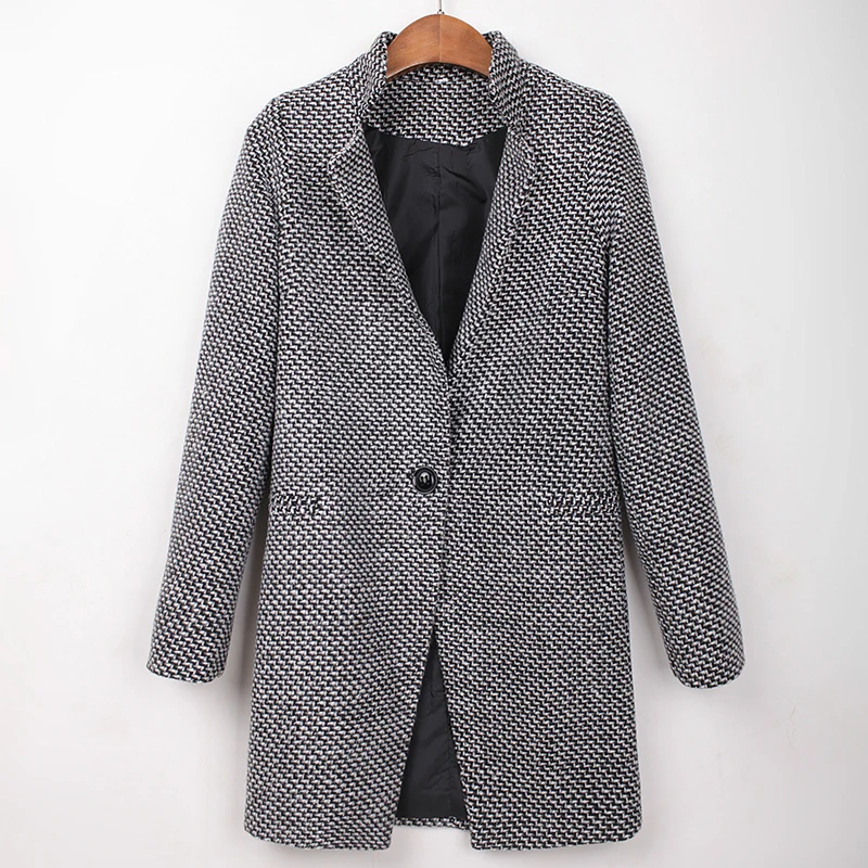 

YL2020 Top Winter Coat Women Gray Thick Fashion Design New Arrival Warm Wool Fabric Woolen Coat Classic Long Plus