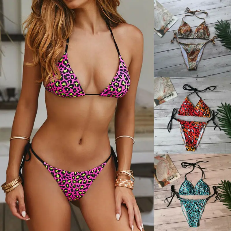 

Women Push-up Padded Bra Bandage Thong Bikini Set Swimsuit Triangle Swimwear Bathing