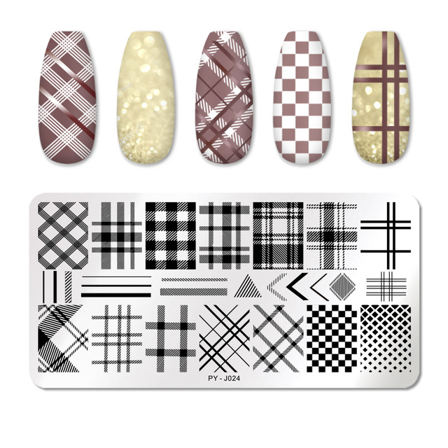 YOU Geometry Nail Stamping Plates Lines Animal Fruits Theme Template Plate Mold Nail Art Stencil Tools