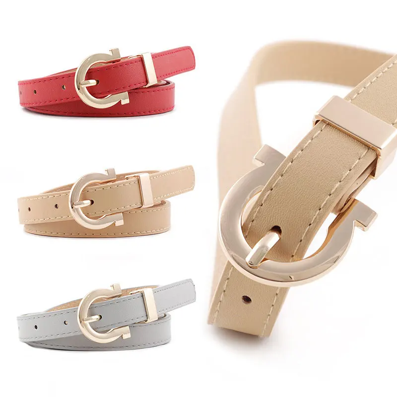 

2019 New Casual Women Belt Fashion Leather Belts Vintage Style Gold Pin Buckle Waist Belt 107cmx1.8cm Hot Sale Female Belts