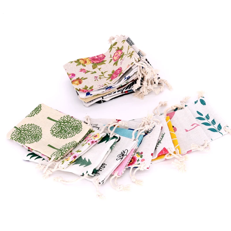 

5pcs/lot Small Cotton Bags 8x10 9x12cm Linen Drawstring Gift Bag Muslin Pouch Sachet Candy Gift Jewelry Packaging Bags