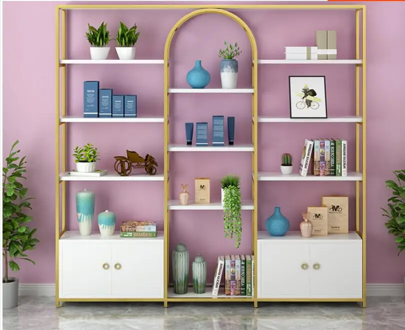 Manicure cabinet display cabinet beauty salon cosmetic products shelf wall hanging floor web celebrity simple door iron