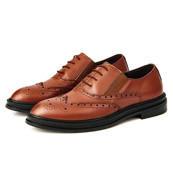 

italian designer men's casual business office formal dress soft leather shoes carving brogue shoe pointed toe bullock sneakers
