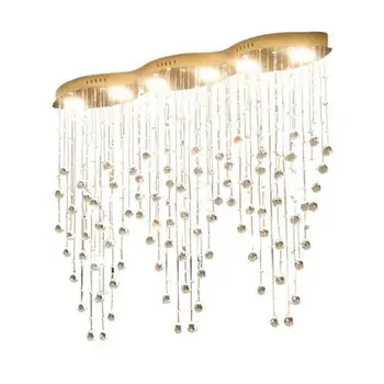 

L100*W20*H80cm Modern Linear Oval Island Dining Room Crystal Chandelier Lighting Fixture for Dining Room Kitchen