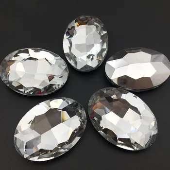 

5pcs Crystal Clear Color 30x40mm Glass Crystal Oval Rhinestone Pointed back fancy stone DIY Garment Stones