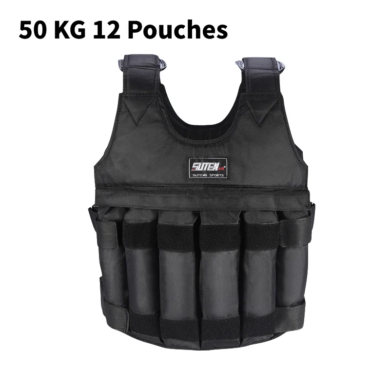 50KG SUTEN 20/50 кг Регулируемый Фитнес Утяжеленным весом тренировки Фитнес куртка тренажерный зал бокс жилет Фитнес оборудование - Цвет: 50KG