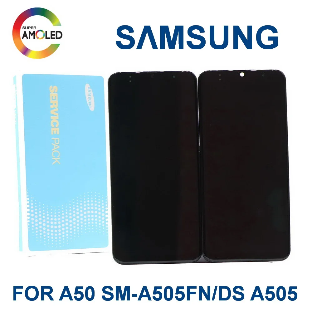 Super AMOLED 6," lcd для samsung galaxy A50 A505F/DS A505F A505FD A505A телефон кодирующий преобразователь сенсорного экрана в сборе с рамкой