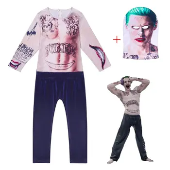 

Suicide Squad Joker Cosplay Costumes Trench Coat Purple Jacket Clown Green Wigs For Halloween Party