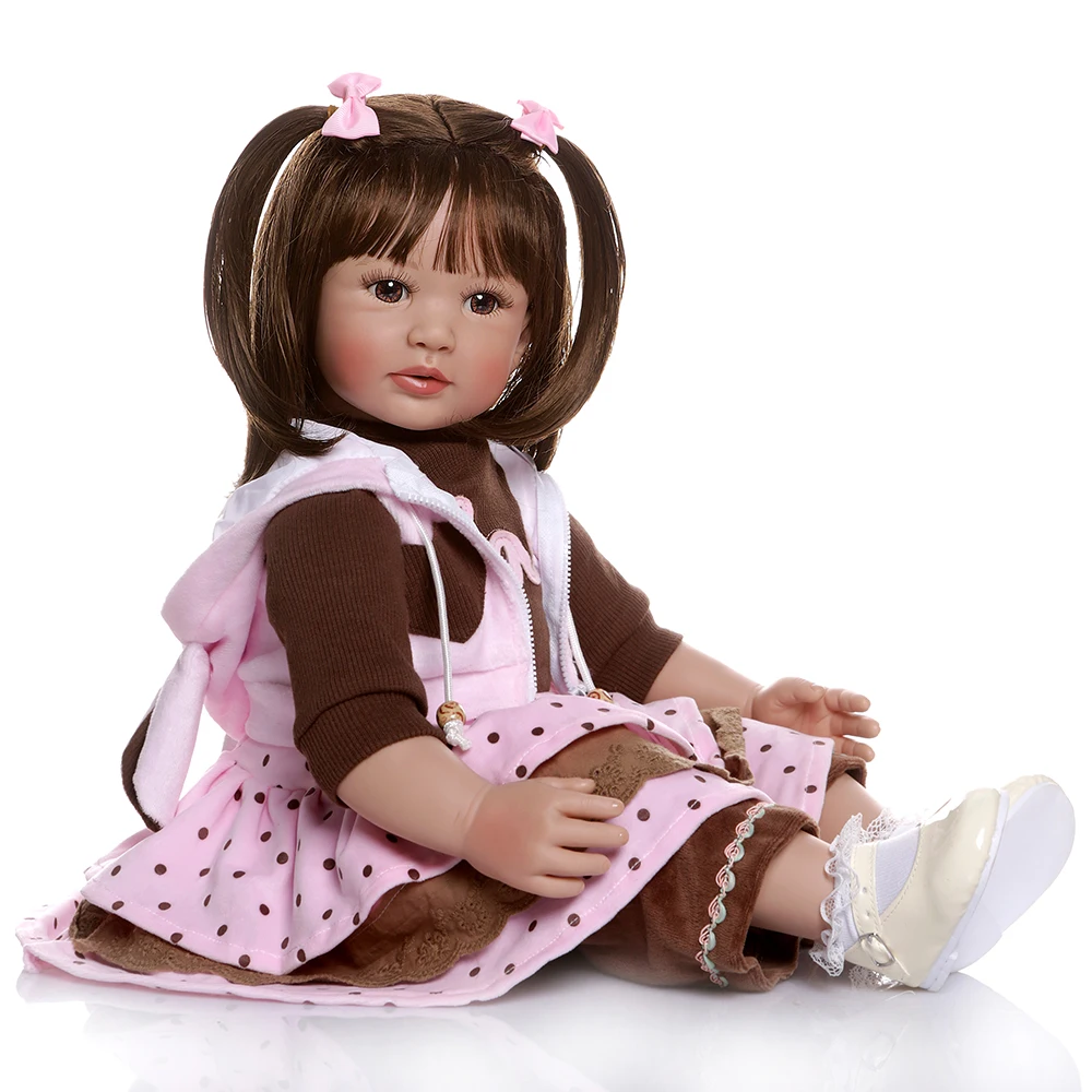 24 дюйма Bebes reborn menina куклы Младенцы силиконовые reborn baby куклы ручной пасты парик Девушка реальные живые игрушки для детей Новорожденные bebes