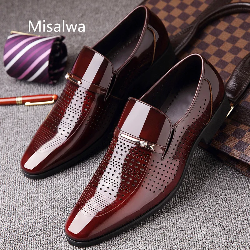 

Misalwa Oxford Patent Leather Men Wedding Dress Shoes Slip On British Style Business Office Loafers Summer & Autumn Footwear