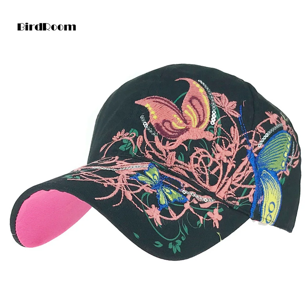 

Multicolor Ball Caps for Women Butterfly Embroidered Hats Men Casual Fitted Berets Caps Hip Hop Baseball Snapback Trucker Caps