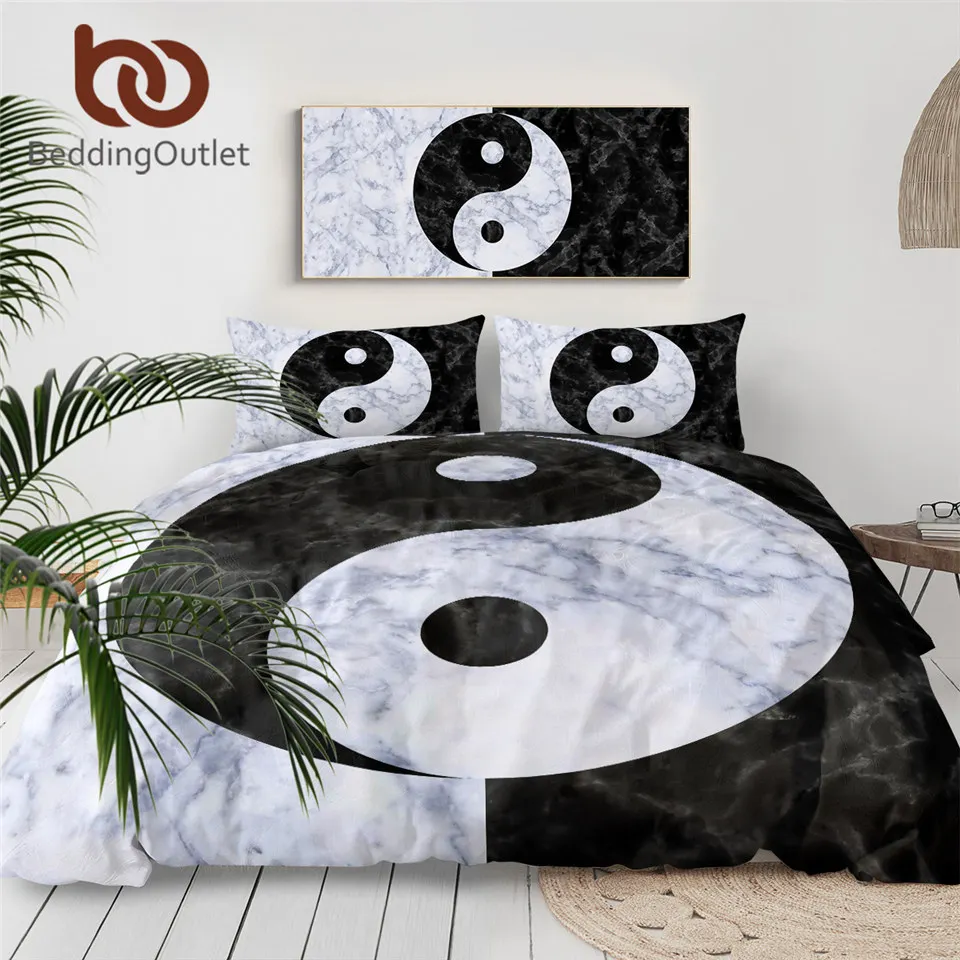 Постельное белье Tai Chi набор постельного белья Yin ang Yang пододеяльник с мраморным
