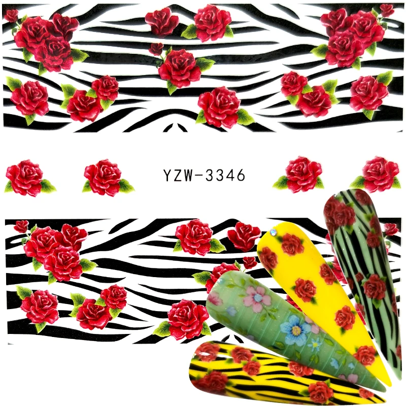 1 PC Flower Leaves Nail Sticker Decals Blossom Colorful Slider Rose Water Full Wraps Art Decoration Floral On Nails | Красота и