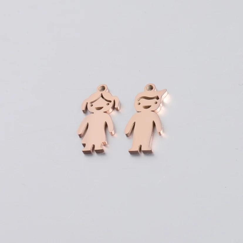 25Pcs/Lot  Mirror Polish Stainless Steel Boy And Girls Charm for Making Necklace Bracelet Jewelry