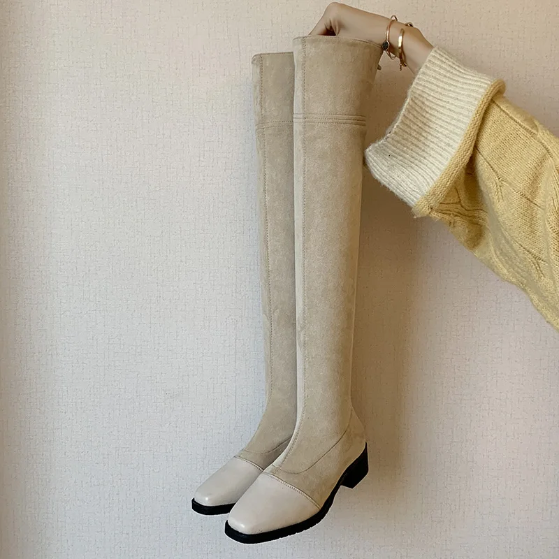 

Winter Boots Lady Booties Woman 2019 Low Heel Round Toe Shoes Sexy Thigh High Heels High Sexy Lace Up Boots-women 2020 Mid Calf