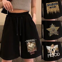 Mulheres curtas de cintura alta shorts casual inferior roupas femininas verão shorts leopardo impresso em linha reta casa rua wear shorts