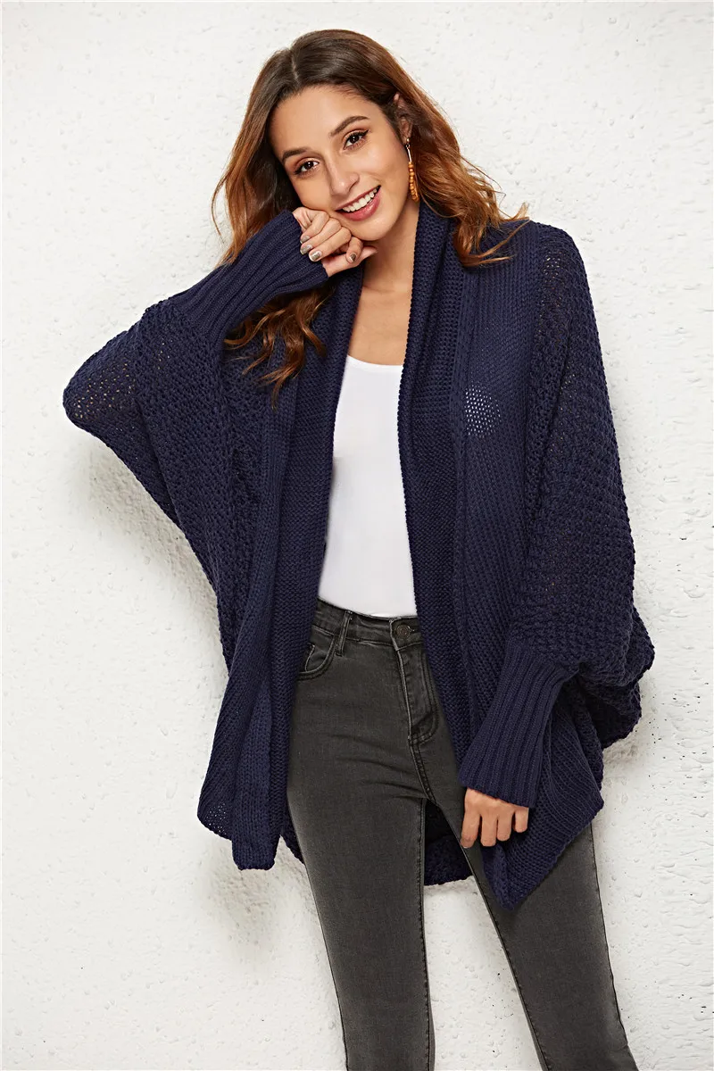 New Fashion Cardigans Women 2019Autumn Winter Warm Knitted Batwing Sleeve Loose Long Knitted Sweater Coat Female Casual Cardigan