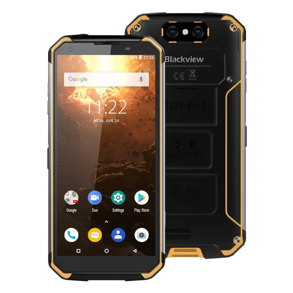 Blackview BV9500 Plus 4 Гб+ 64 Гб 5," прочный смартфон Helio P70 IP68 Водонепроницаемый Android 9,0 отпечаток пальца Открытый 4G мобильный телефон - Цвет: Цвет: желтый