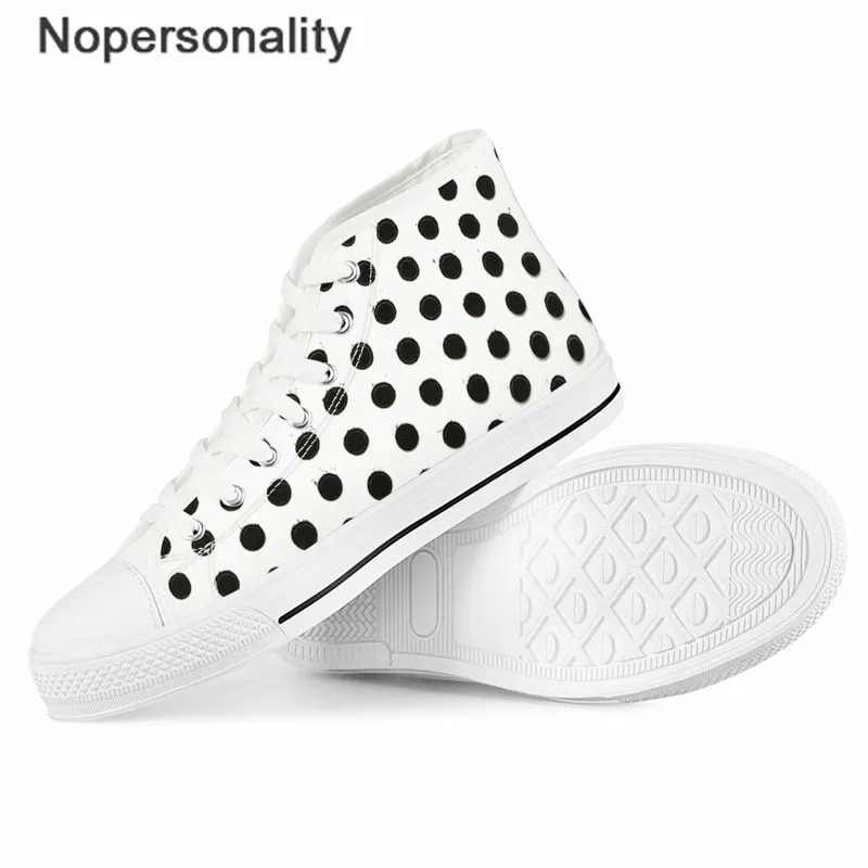 Nopersonality/Женская парусиновая обувь с узором в горошек; сезон осень; повседневная обувь на плоской подошве; Вулканизированная Обувь На Шнуровке; Модные женские кроссовки - Цвет: YY2220Z40