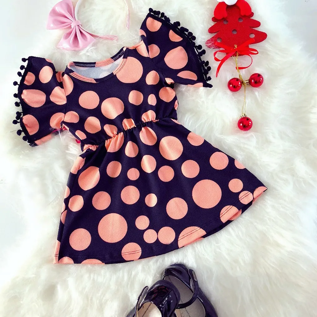 2020 Luxury Baby Girls Evening Dress bebek abiye Children's Kawaii Polka Dot Red Party Toddler Kid christening dress Rosa | Детская