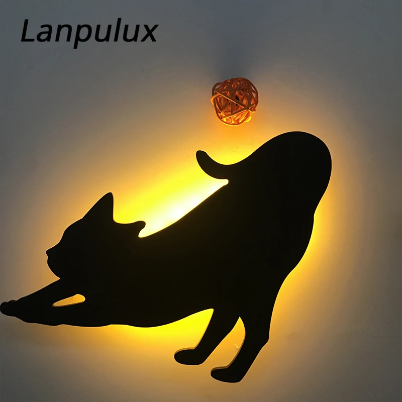 Настенный светильник Lanpulux с USB и черным котом детский ночник контролем движения