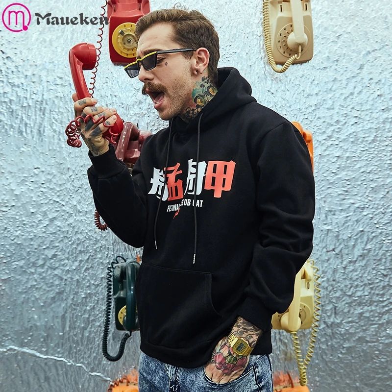 Мужская толстовка с капюшоном в стиле хип-хоп с цветочным принтом Monga китайская толстовка с героями Уличная Повседневная Черная толстовка с капюшоном из хлопка