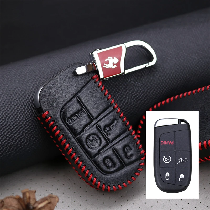 5Button Red Line Автомобильный брелок для ключей, чехол для ключей Dodge caliber Journey Caravan RAM Charger Nitro Stratus Dakota Challenger - Цвет: 5Button Red Line
