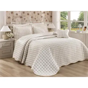 

Breeze Single Bed Cover Cream Coffee