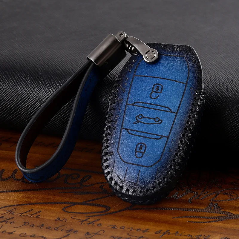 Genuine Leather Key Case Cover Car Accessorie for Peugeot 208 2008 308s 408 508 3008 4008 5008 107 108 206 207 301 307 407 4007