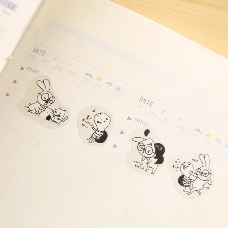 6 листов/набор Необычные прозрачные фотообои с изображением милого кролика|sticker