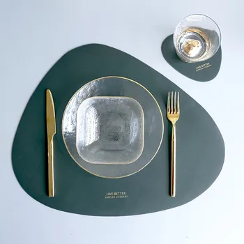 

Tableware Pad Placemat Table Mat PU Leather Heat Insulation Non-Slip Simple Placemats Disc Coaster Placemat for Dining Table #F5