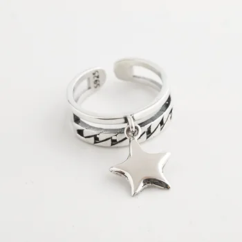 

New S925 Sterling Silver Ring Girl Opening Simple Small Fresh Silver Finger Ring Star Trend Bracelet