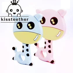 Kissteether 1pcs New Double-Sided Deer Silicone Teether Food Grade Pendants DIY Pacifier Chain Accessories Baby Molar Toy Gift