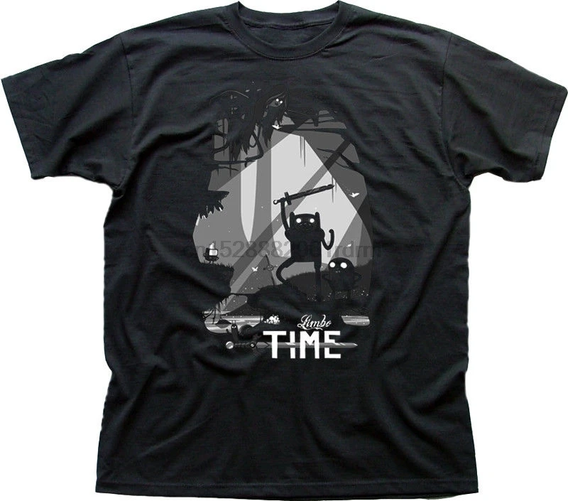 Hot Sale FashionScary Adventure Limbo Time Finn Jake black printed cotton t-shirt 09875 Printed t shirt Men Casual Tops |