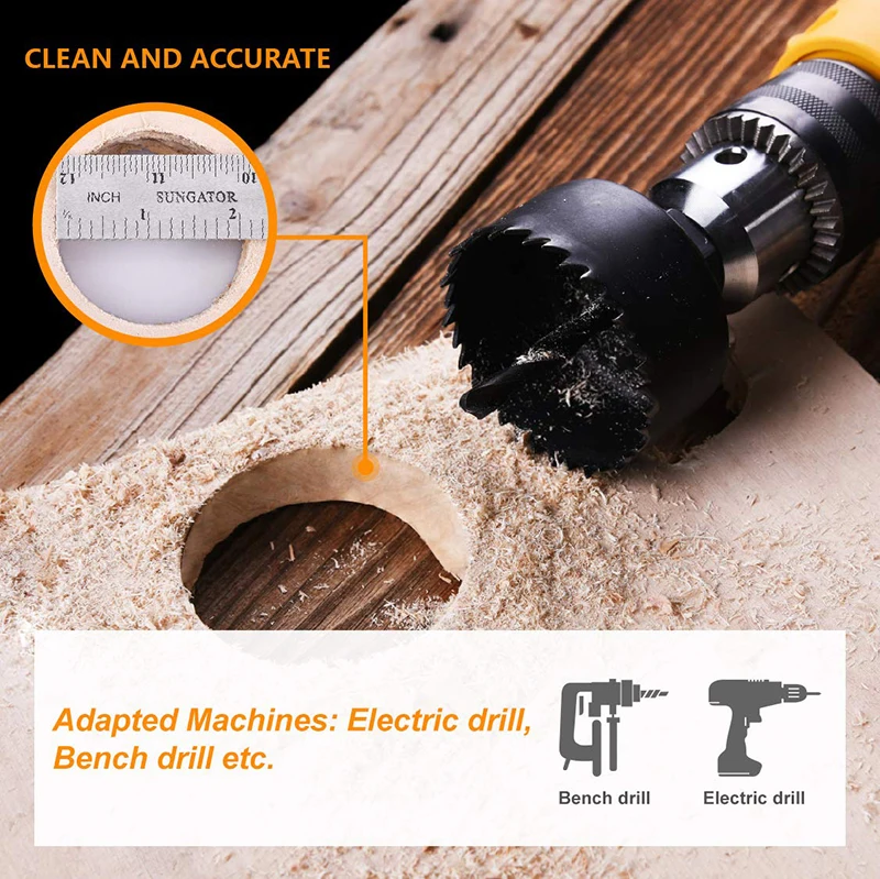 5pcs 31/36/43/52mm Bi-Metal Wood Hole Saws Bit For Woodworking DIY Woodworking Cutter Drill Bit DIY Power Tool Accessories Set A